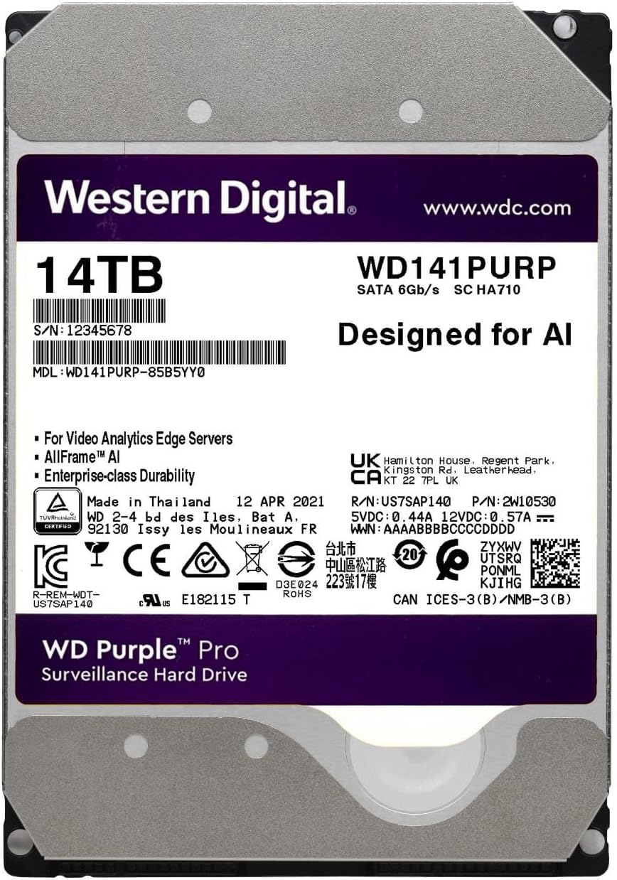 Western Digital WD Purple Pro 14TB WD141PURP Hard Drive